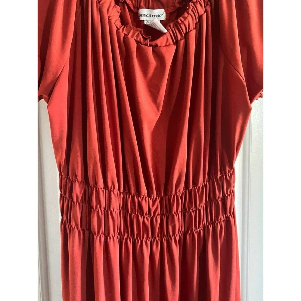 Jessica London Red Maxi Dress with Ruffled Sleeves